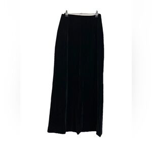 Vintage Black Velvet Maxi Skirt High Waist Front Slit Small Whimsigoth Witchy